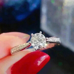 New 925 Silver 1ct Sim Diamond Solitaire Ring